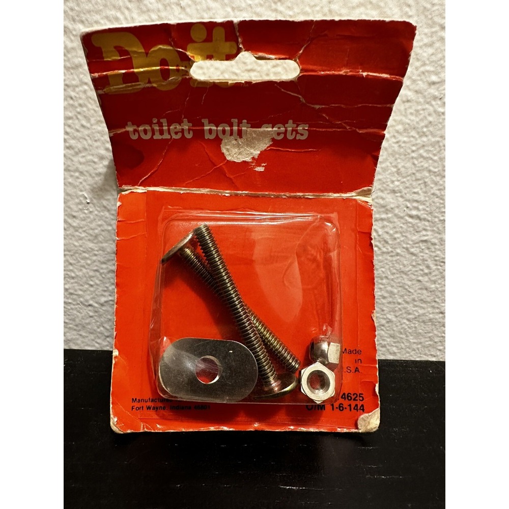 Vintage Do-It Toilet Bolt Set 2-1/4 x 1/4 Inch Brass Plated Steel USA Made 4625